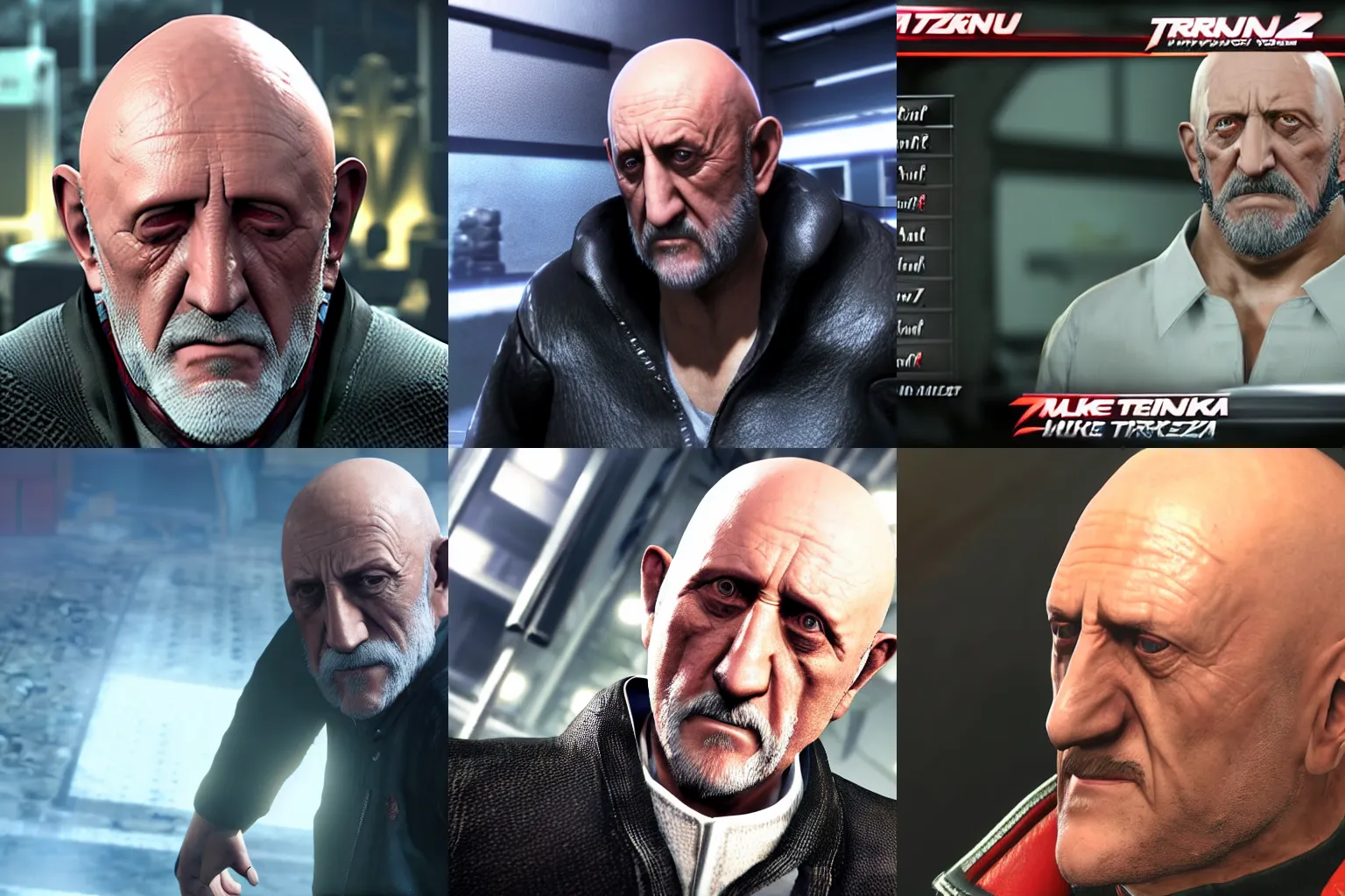 Prompt: Mike Ehrmantraut in Tekken 7, in game engine, HD, 4K, screenshot