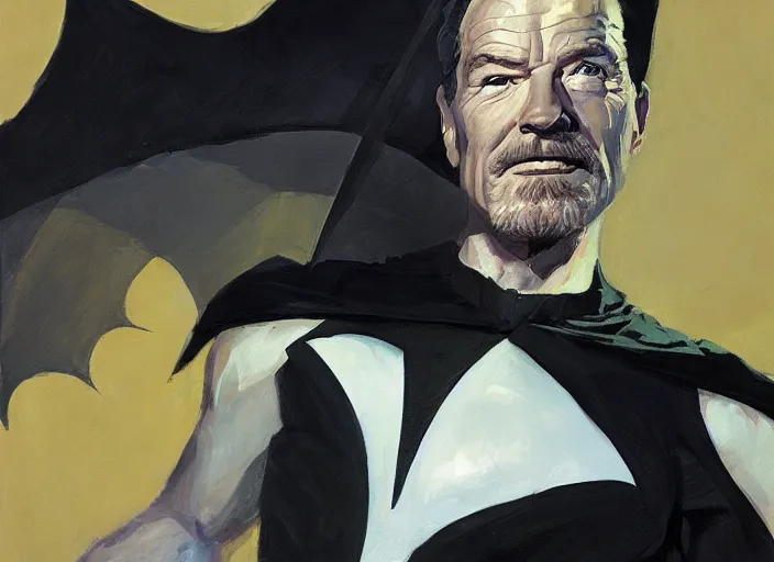 Image similar to a highly detailed beautiful portrait of bryan cranston as batman, by gregory manchess, james gurney, james jean