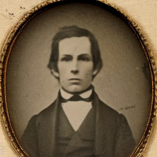 Image similar to earliest portrait photograph of a man, realistic face, 1 8 4 0 s, 1 8 3 0 s, victorian, very grainy, very blurry, very faded