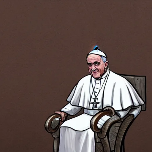 Image similar to the pope in the style of grand theft auto loading screens illustrations