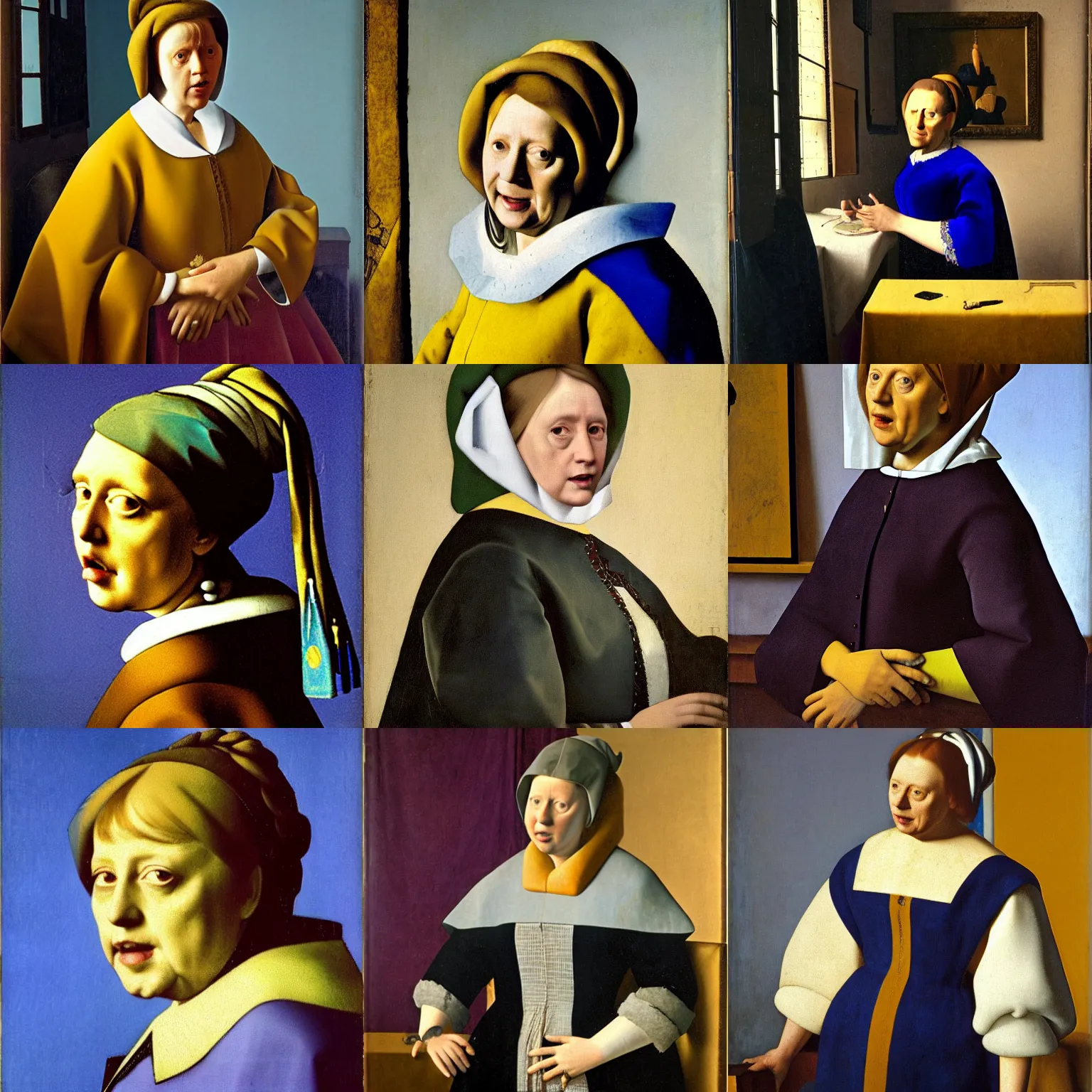 Prompt: portrait of angela merkel, by jan vermeer