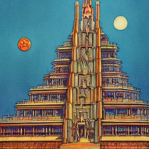 Prompt: great temple by kelly freas