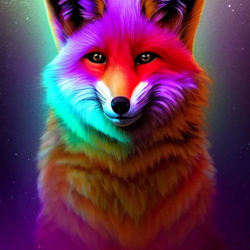 Prompt: digital fox, retrowave palette, highly detailed, anatomically correct vulpine, synth feel, fluffy face, ear floof, portrait, flowing fur, super realism, accurate animal imagery, 4 k digital art