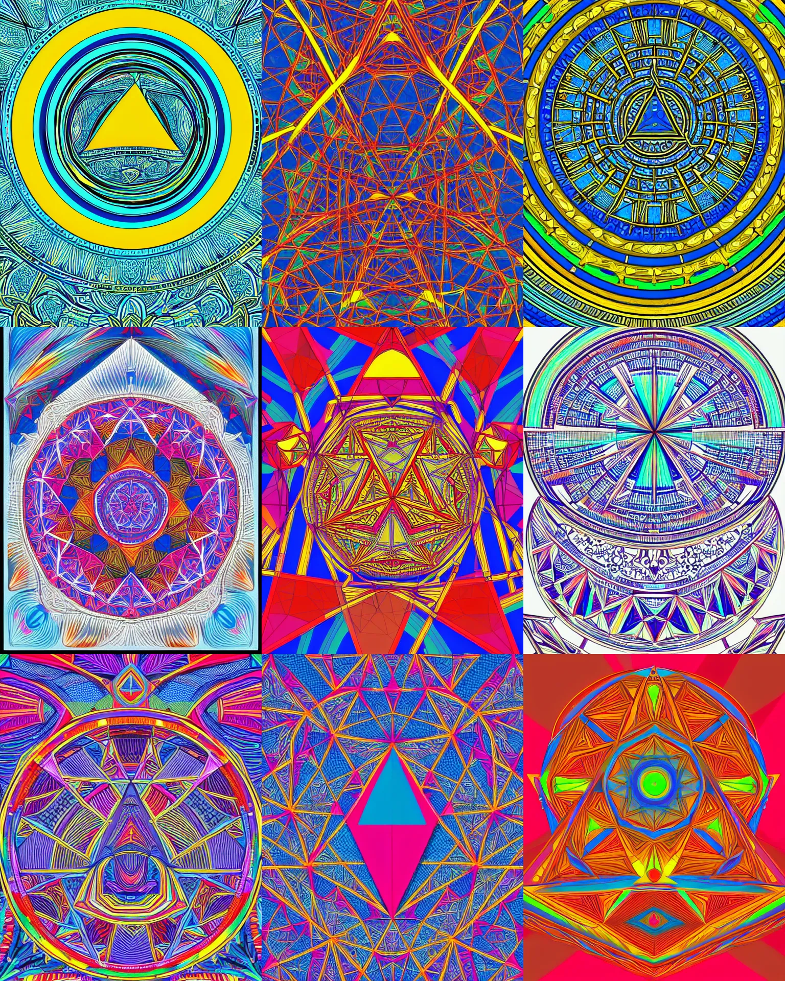 Prompt: triangle inside circle, fine details, 8 k, vibrant colors, concept art, digital art, intricate complexity, extremely detailed, very sharp, symmetry 2 d, vector,