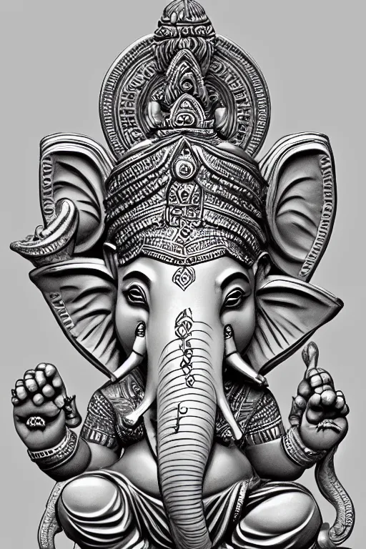 Prompt: ganesha, highly detailed, digital art, artstation, smooth, sharp focus, illustration, art by artgem