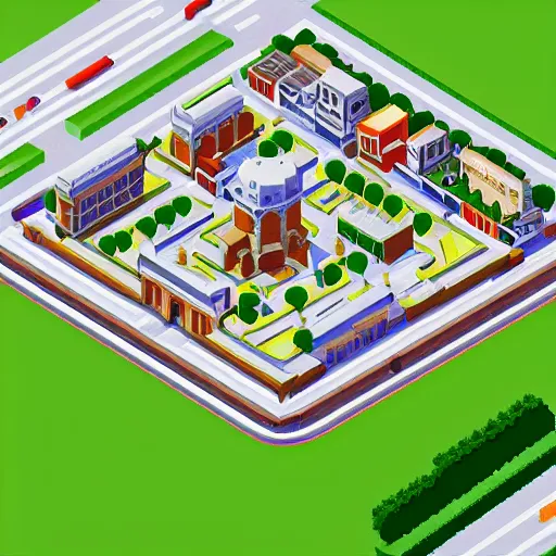 Image similar to pixel art isometric view of beauvais city in france