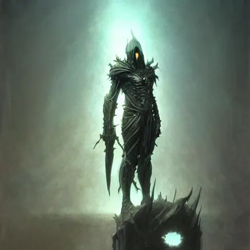 Prompt: corvus glaive concept, beksinski, age of sigma art, ruan jia, dark soul armor concept, trending on artstation, wayne barlowe, adrian smith fantasy art, elden ring art, the hobbit art, lord of the ring art, infinity blade armor