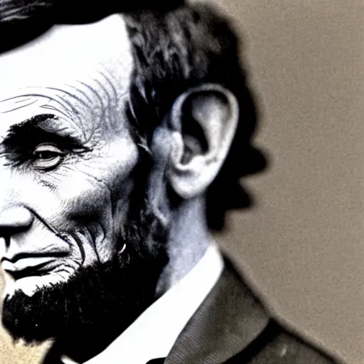 Prompt: extreme close - up of abraham lincoln's face