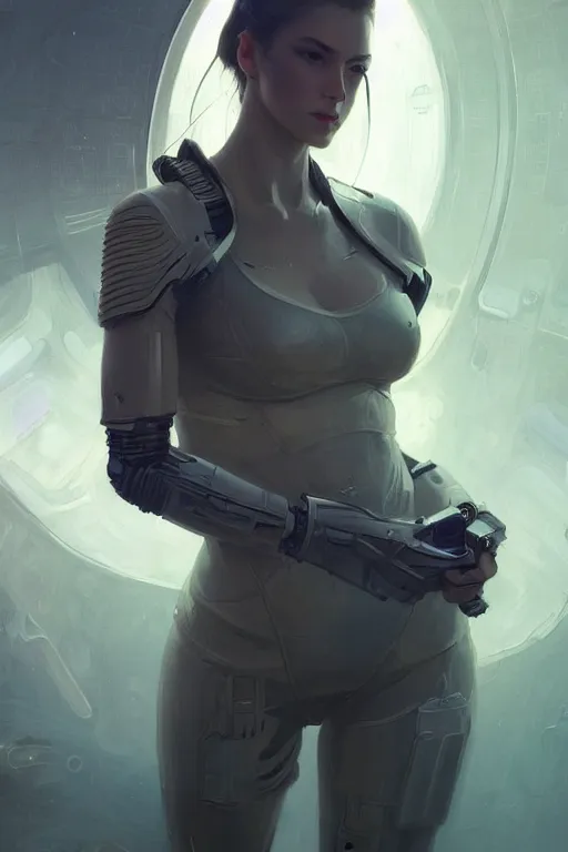 Image similar to portrait futuristic beautiful female army navy, at inside of a future submarine, ssci-fi, fantasy, intricate, very very beautiful, elegant, human anatomy, neon light, highly detailed, digital painting, artstation, concept art, soft light, hdri, smooth, sharp focus, illustration, art by tian zi and craig mullins and WLOP and alphonse mucha