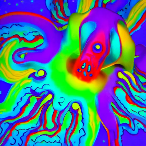 Image similar to rainbow cosmic volumetric lights squid