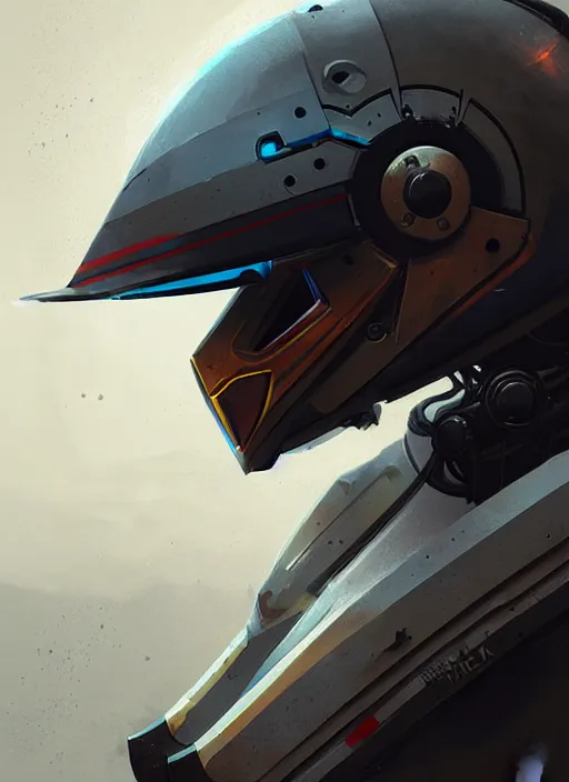 Prompt: an epic mechanical robotic racing helmet highly detailed, digital painting, concept art, smooth, sharp focus, illustration, art by greg rutkowski