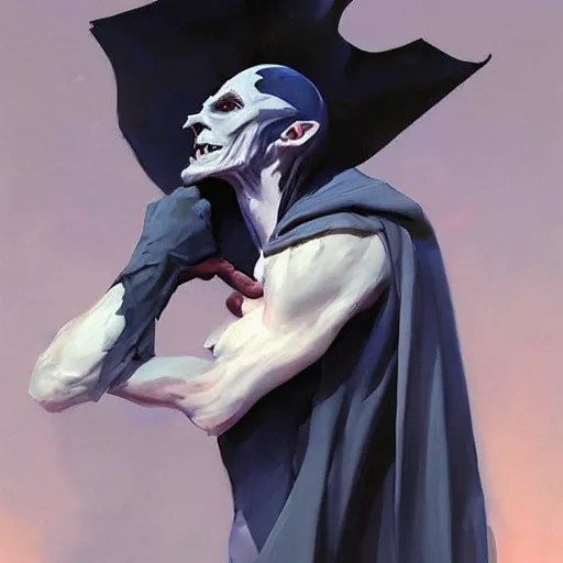 Prompt: greg manchess painting of nosferatu as an overwatch character, profile picture, matte painting, bold shapes, hard edges, street art, trending on artstation, by huang guangjian and gil elvgren and sachin teng