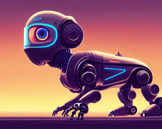 Image similar to a robot that vaguely resembles a dachshund, hyper - realistic, gta v cover art, celshading, sharp focus, intricate, detailed, rhads, andreas rocha, makoto shinkai, lois van baarle, ilya kuvshinov, greg rutkowski, dynamic lighting, grunge aesthetic, 4 k