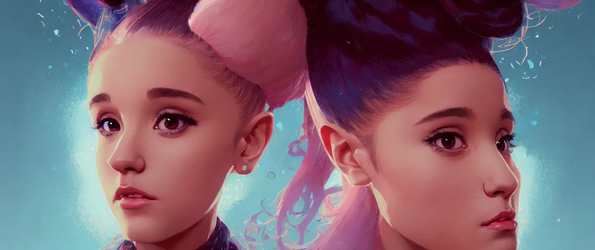 Prompt: portrait of ariana grande staring angrily - art, by wlop, james jean, victo ngai! muted colors, very detailed, art fantasy by craig mullins, thomas kinkade cfg _ scale 8