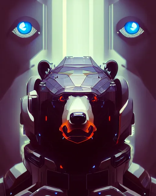 Prompt: mecha male bear portrait, handsome, cyborg, intricate mechanical body, robot eyes, hyper realistic 3 d render by ilya kuvshinov, peter mohrbacher, greg rutkowski, ryohei hase, dramatic lighting, intricate, highly detailed, sharp focus, luminous, unreal engine, blender, artstation, masterpiece, ray tracing