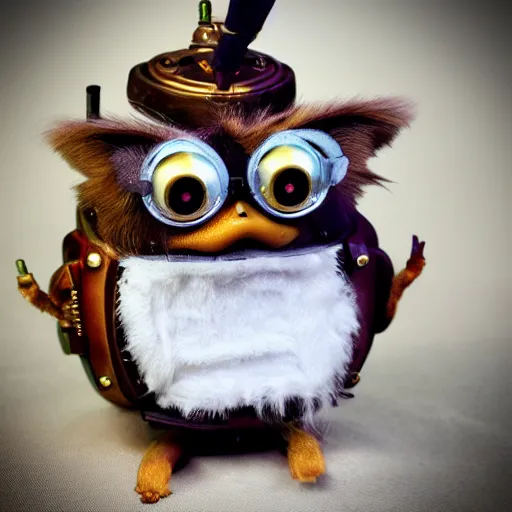 Prompt: a steampunk furby