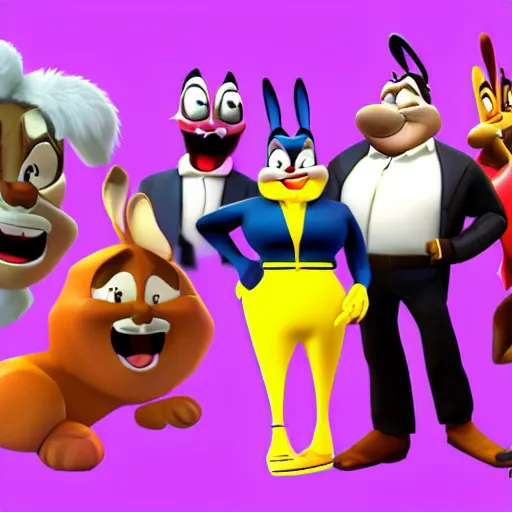 Image similar to the cast of looney tunes reimagined in a hyper - realistic unreal engine 5 heavy render