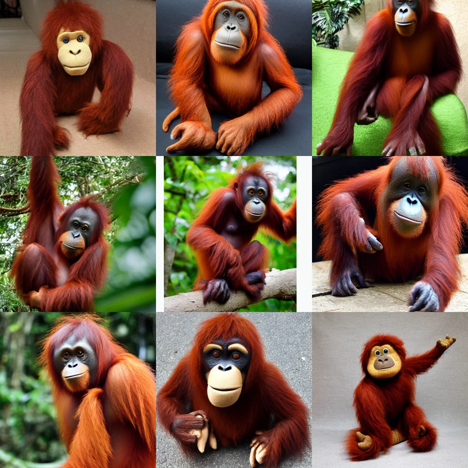 Prompt: an orangutan fluffy plush