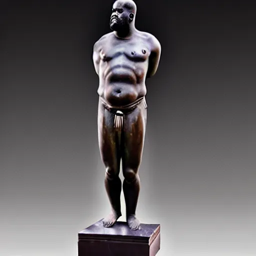 Image similar to ancient greek ancient statue marble sculpture of shaquille o'neal, full body, highly detailed