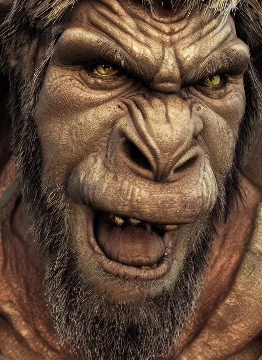 Image similar to portrait of a Giant Orc in the style of stefan kostic, flickr, realistic photo, sharp focus, 8k high definition, insanely detailed, intricate, elegant