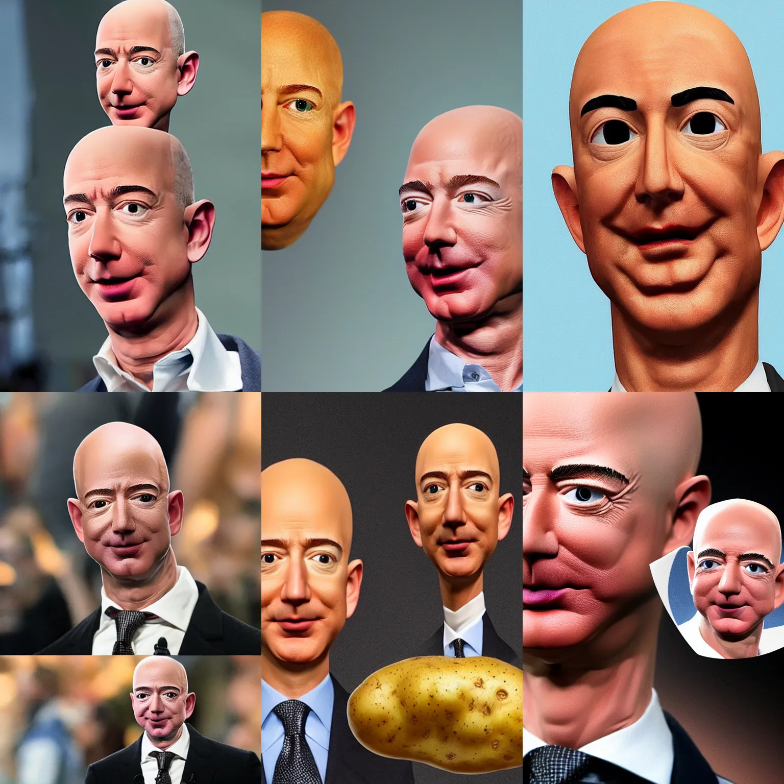 Prompt: jeff bezos head transposed on a potato. realistic, detailed.