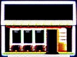 Image similar to Pixel art of a rural gas station at dusk, in the style of 1981 Video Games, 4bit, CGA, 16 colors