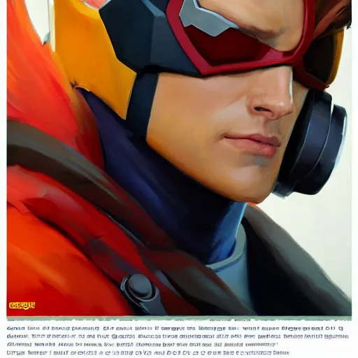 Image similar to greg manchess portrait painting of scott summers aka cyclops as overwatch character, medium shot, asymmetrical, profile picture, organic painting, sunny day, matte painting, bold shapes, hard edges, street art, trending on artstation, by huang guangjian and gil elvgren and sachin teng