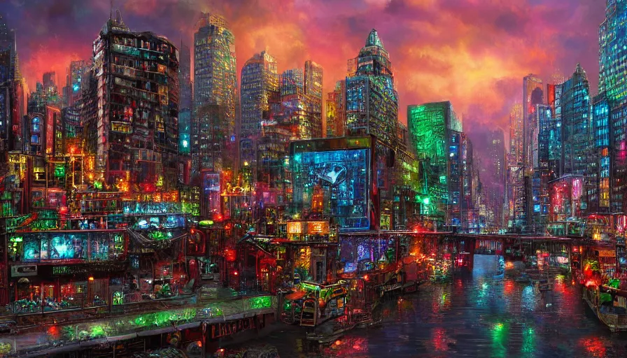 Image similar to a gritty cityscape made of sapphires, emeralds, and rubies, matte art, 4k