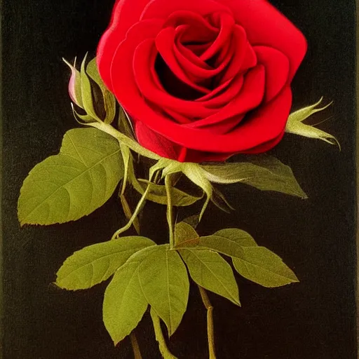 Prompt: red rose, da vinci painting
