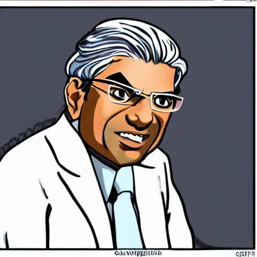 Image similar to ranil wickramasinghe in the style of a villain in anime