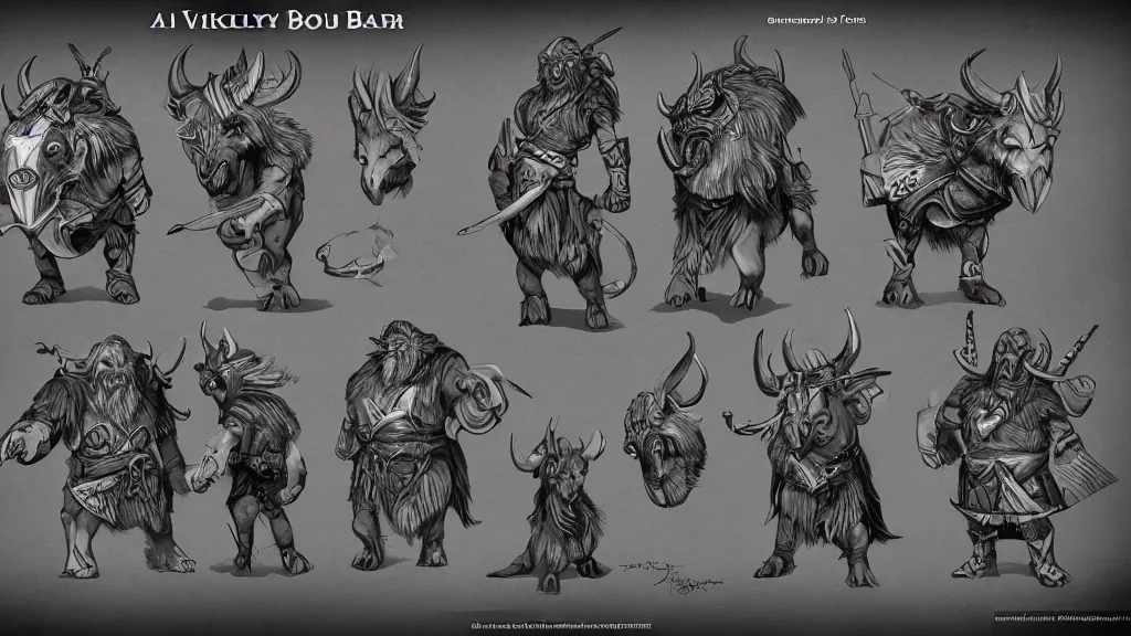 Prompt: a fantasy anthropomorphic viking boar character design sheet, trending on artstation