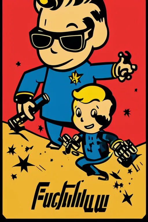 Image similar to fallout 7 6 retro futurist illustration art by butcher billy, sticker, colorful, illustration, highly detailed, simple, smooth and clean vector curves, no jagged lines, vector art, smooth andy warhol style