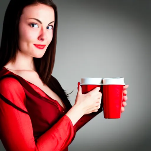 Image similar to scarlet woman holding cup full of saint boold
