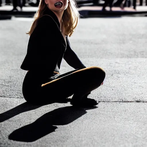 Prompt: Margot Robbie as Cat Woman, street light reflections, XF IQ4, 150MP, 50mm, F1.4, ISO 200, 1/160s, natural light