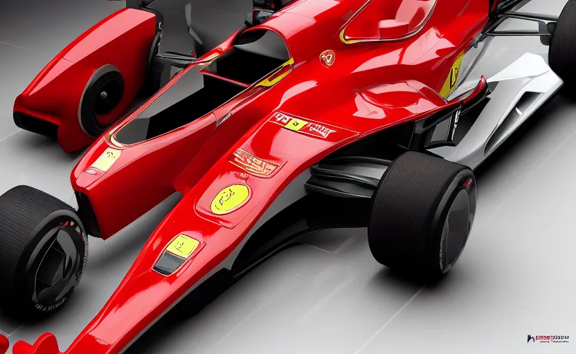 Image similar to retro futuristic ferrari formula 1 car inspired by f 1 2 0 2 1 concept and ferrari 6 4 3, blender, 8 k, artstation, highly detailed, intricate, octane 3 d,