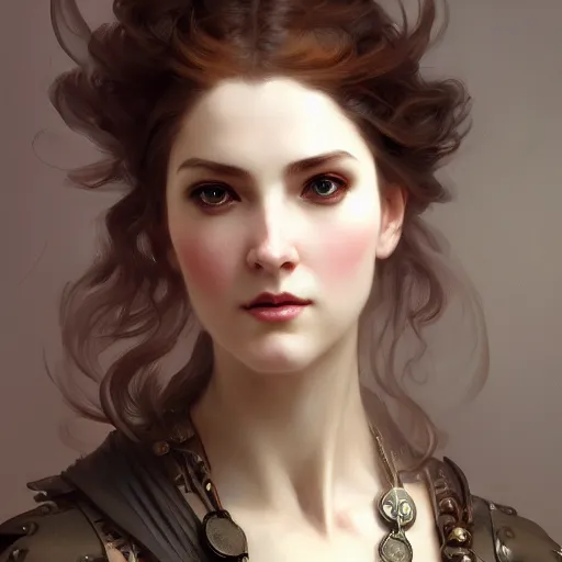 Image similar to character concept portrait of a steampunk woman with pale ski, intricate, elegant, digital painting, concept art, smooth, sharp focus, illustration, by ruan jia and mandy jurgens and william - adolphe bouguereau, artgerm,