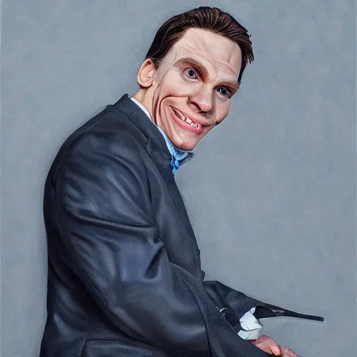 Image similar to Caricature portraits done of Jerma, realistic, hyperrealistic, very realistic, highly detailed, very detailed, extremely detailed, detailed, oil painting, digital art, trending on artstation