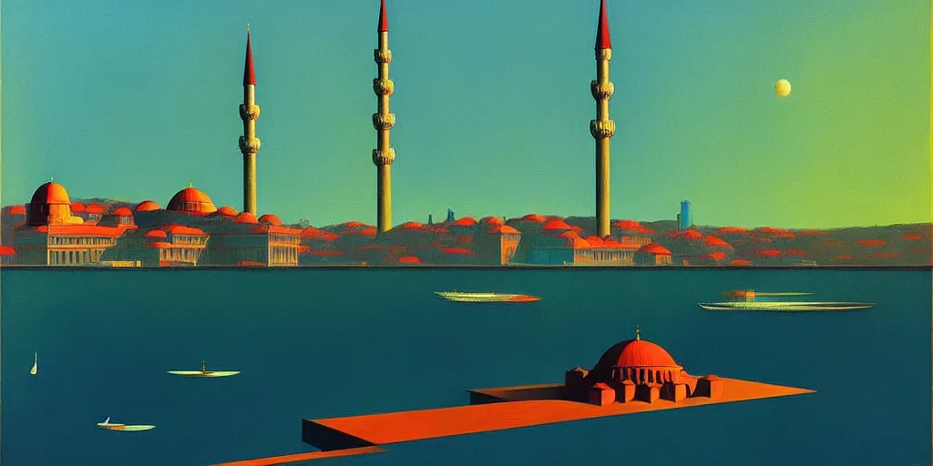 Image similar to istanbul, edward hopper and james gilleard zdzislaw beksisnski higly detailed