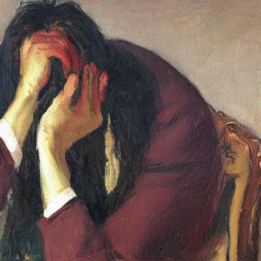 Image similar to A Python programmer's despair, oil on canvas, 1901