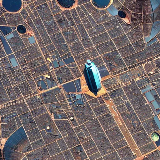 Image similar to Satellite images of a futuristic city on planet Mars that looks like science fiction