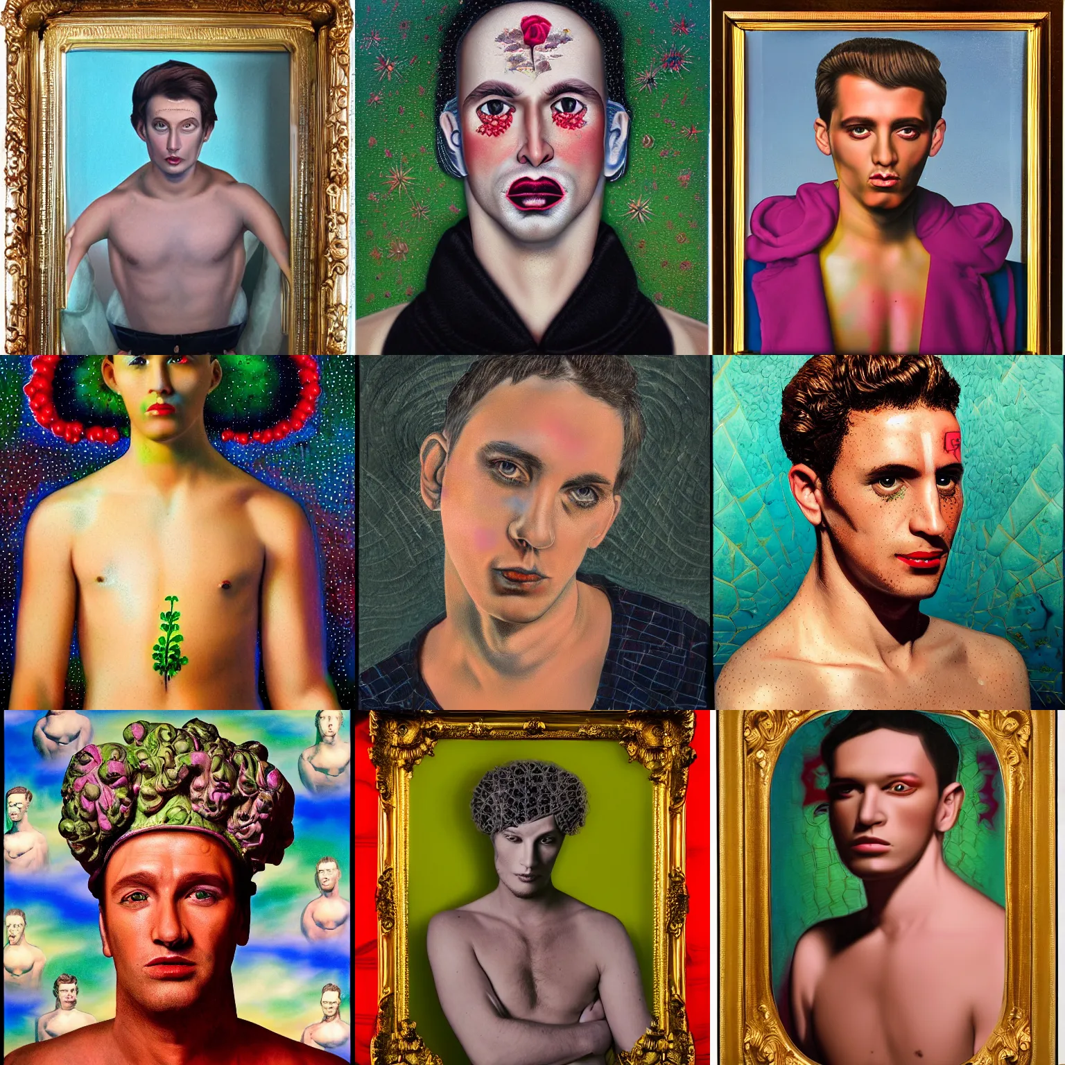 Prompt: portrait of a man in the style of pierre et gilles