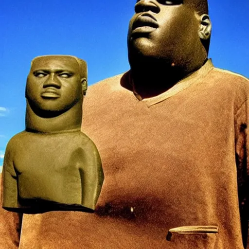 Image similar to Notorious BIG as a moai