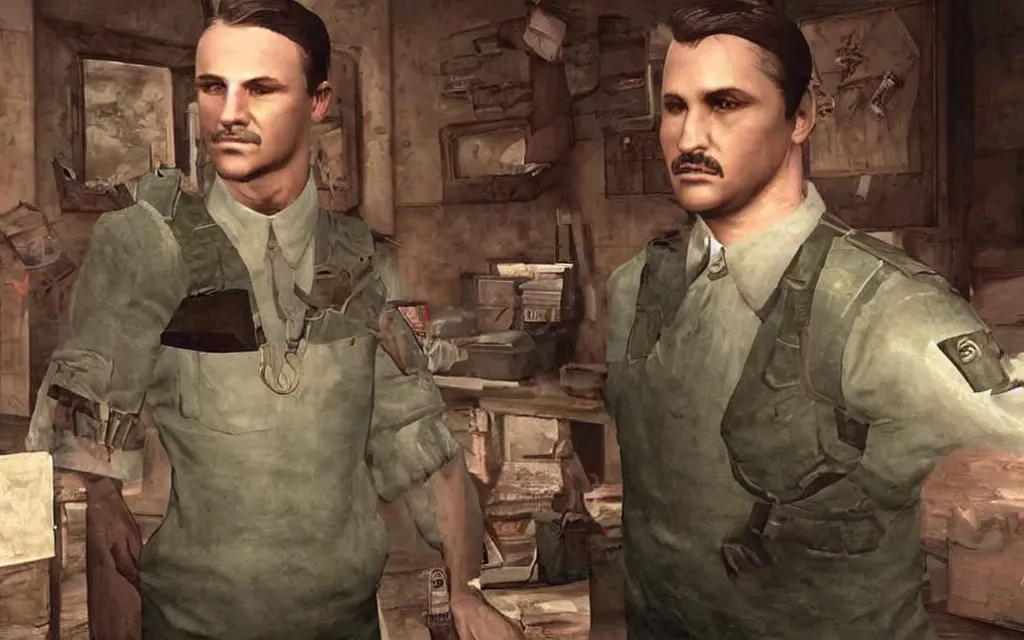 Image similar to young Lech Wałęsa as a shady main character in a bethesda game,