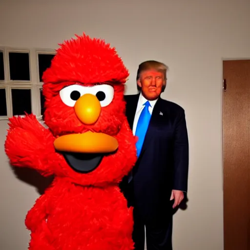 Prompt: donald trump with elmo