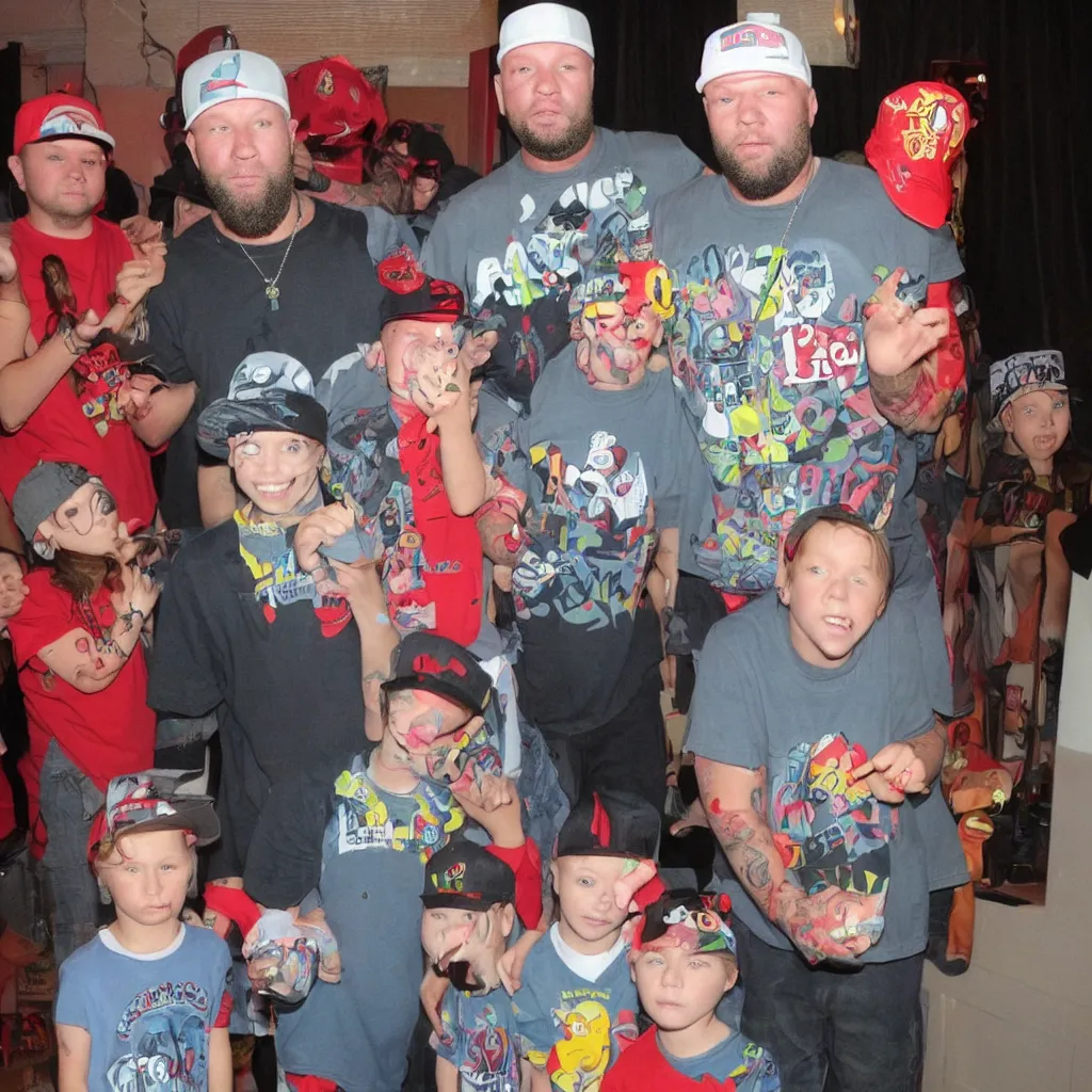 Prompt: Fred Durst at a kids birthday party