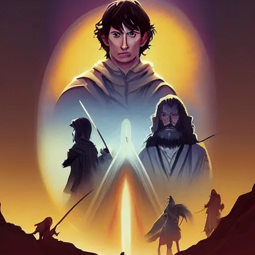 Image similar to face icon stylized minimalist the lord of the rings : the fellowship of the ring 2 0 0 1, loftis, cory behance hd by jesper ejsing, by rhads, makoto shinkai and lois van baarle, ilya kuvshinov, rossdraws global illumination