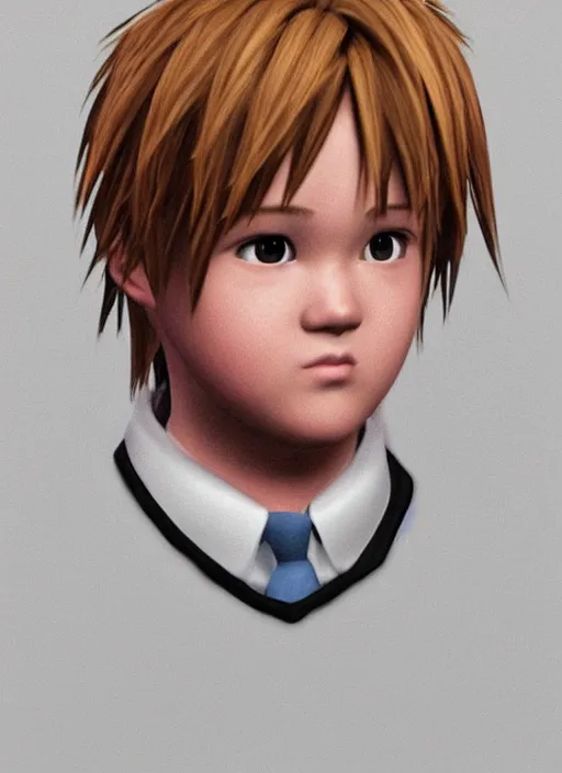 Image similar to fat old balding haley joel osment realistic sora from kingdom hearts