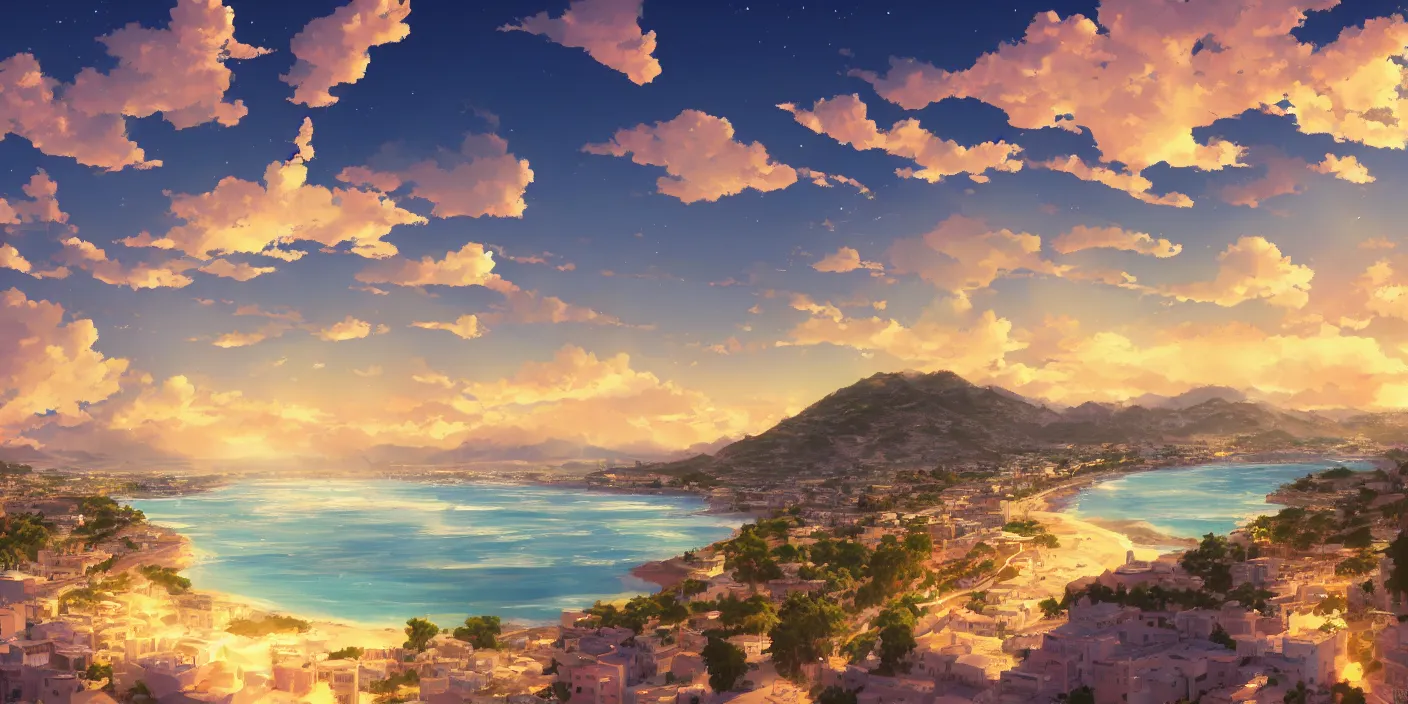 Image similar to beautiful anime Costa Blanca by makoto shinkai, 8k wallpaper