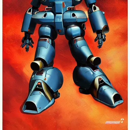 Prompt: gouf submarine combat mecha custom mobile suit, futuristic power armor by artgerm, greg rutkowski and alphonse mucha