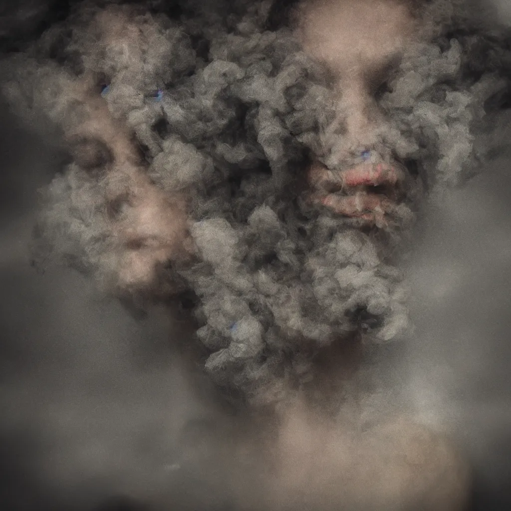 Image similar to a portrait of a person made of smoke. impressionism. matte painting. octane render